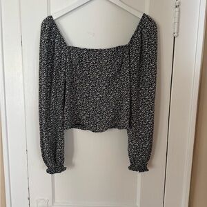 Abercrombie & Fitch Black Floral Blouse